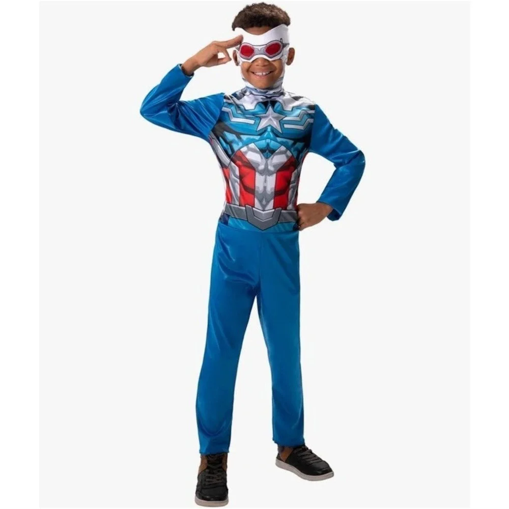 MARVEL Avengers Captain America Falcon Jumpsuit Mask Costume Child L 12-14 NEW